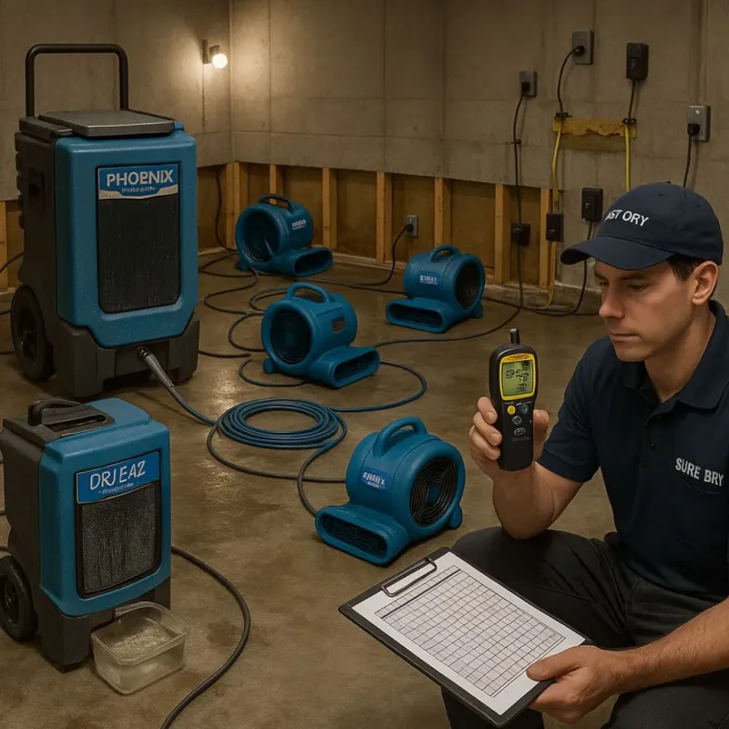 Structural Drying and Dehumidification process in Wellington, KS